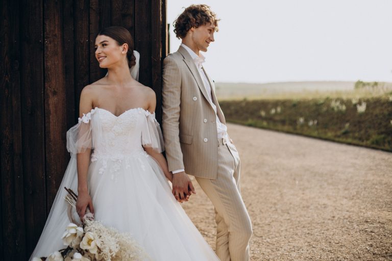 Young wedding couple on their wedding
